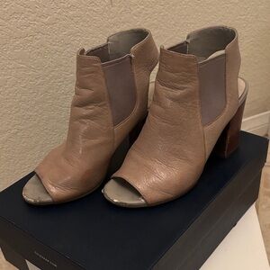 Cole Haan Tan Peep-Toe Heeled Boots